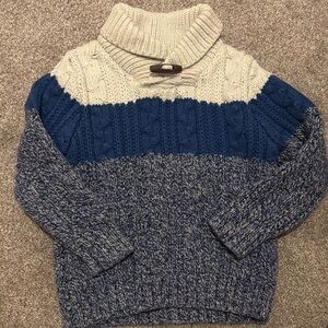GAP kids Blue and Cream Cable Knit Sweater